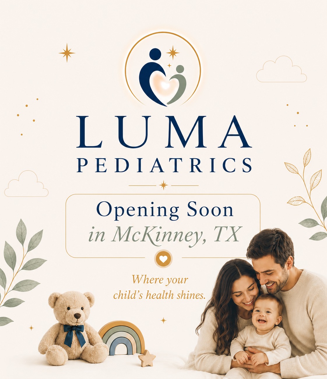 Luma Pediatrics — Opening Soon in McKinney, TX. Where your child's health shines.